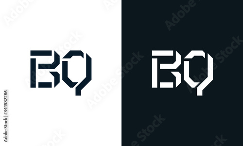 Abstract letter BQ logo. This logo icon incorporate with abstract shape in the creative way. Modern letter logo design in black and white.