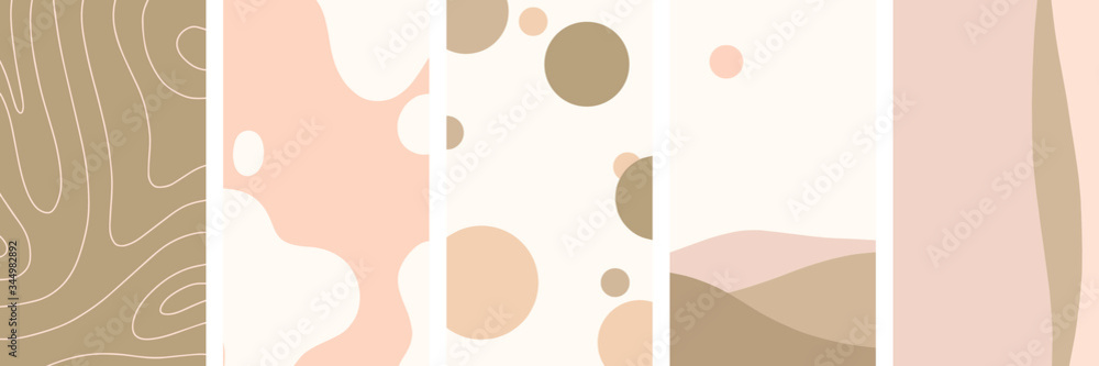 Set of boho mid century modern template background. Suitable for social media stories, story, roll banner, expandable banner, flyer and brochure.