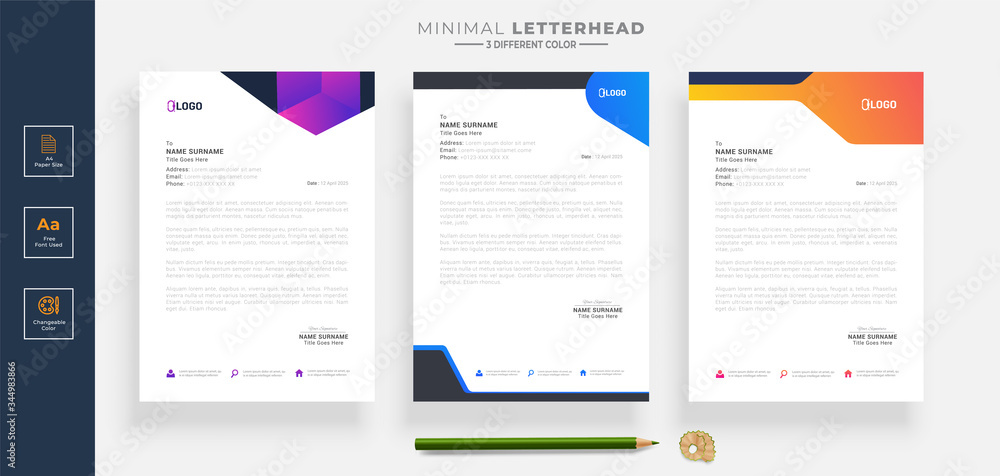 Simple creative modern letterhead templates design for your project design, Vector illustration.