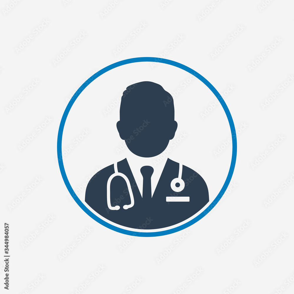 Medical Doctor profile Icon with Stethoscope Sign. Editable Vector EPS Symbol Illustration. Medical Doctor profile Icon with Stethoscope Sign. Editable Vector EPS Symbol Illustration.