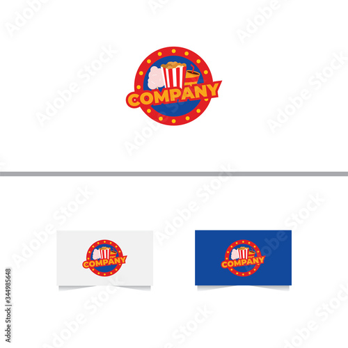 Cotton Candy and Popcorn Shop Logo Design Template