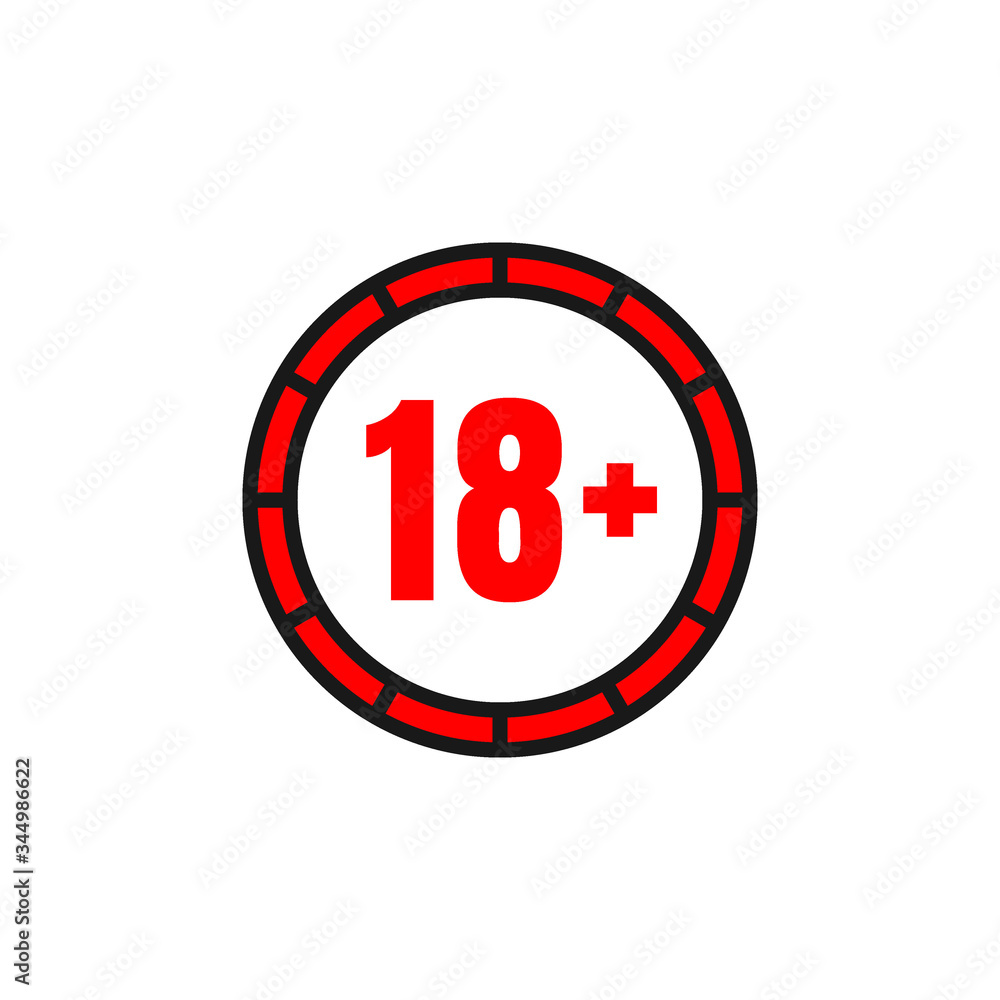 18 plus sign icon vector design. Age restriction symbol. 18 plus sign icon vector design. Age restriction symbol.