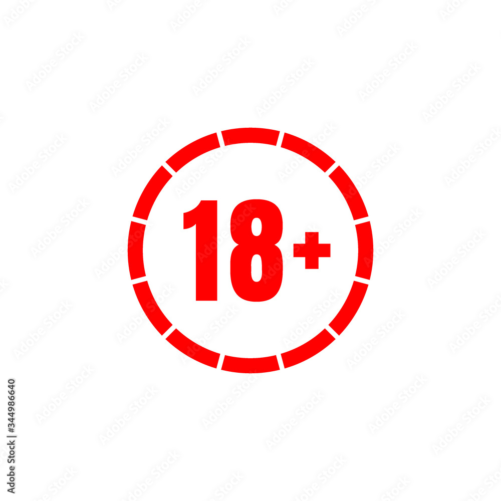 18 plus sign icon vector design. Age restriction symbol 18 plus sign icon vector design. Age restriction symbol