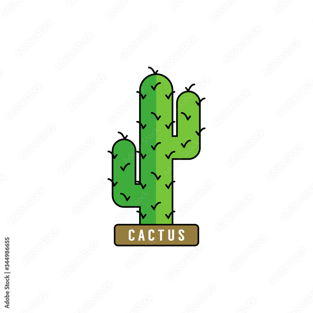 Fototapeta premium Cactus icon flat vector illustration
