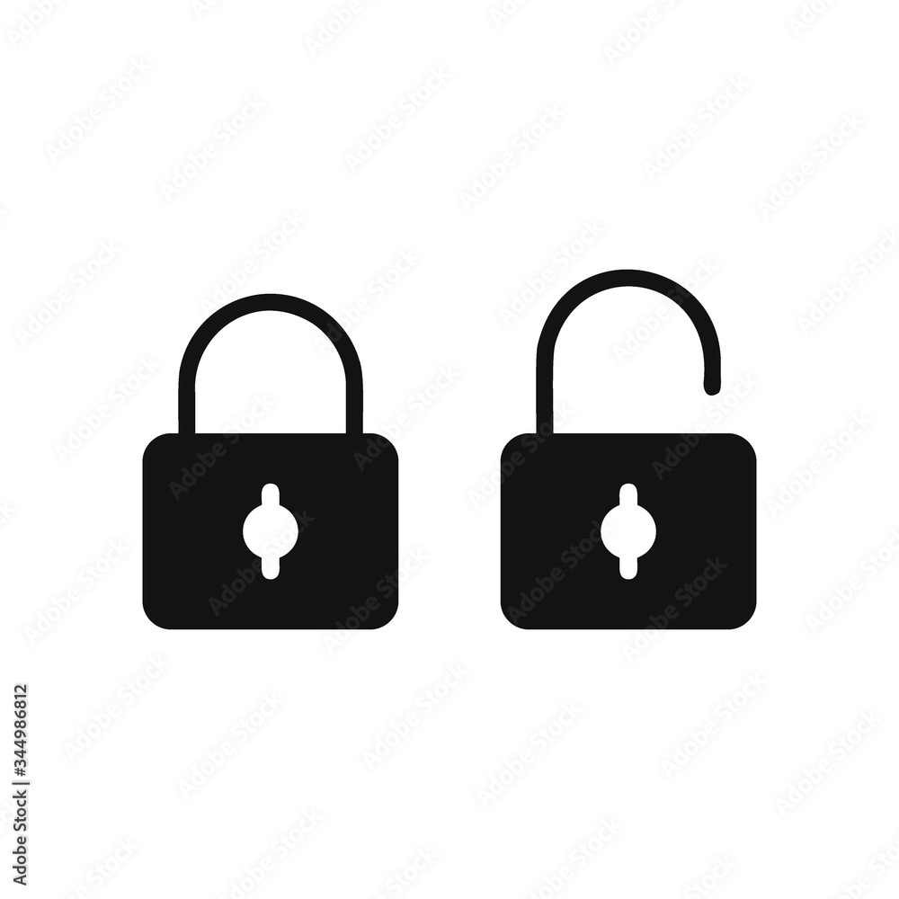 Lock and unlock icon flat vector design Lock and unlock icon flat vector design