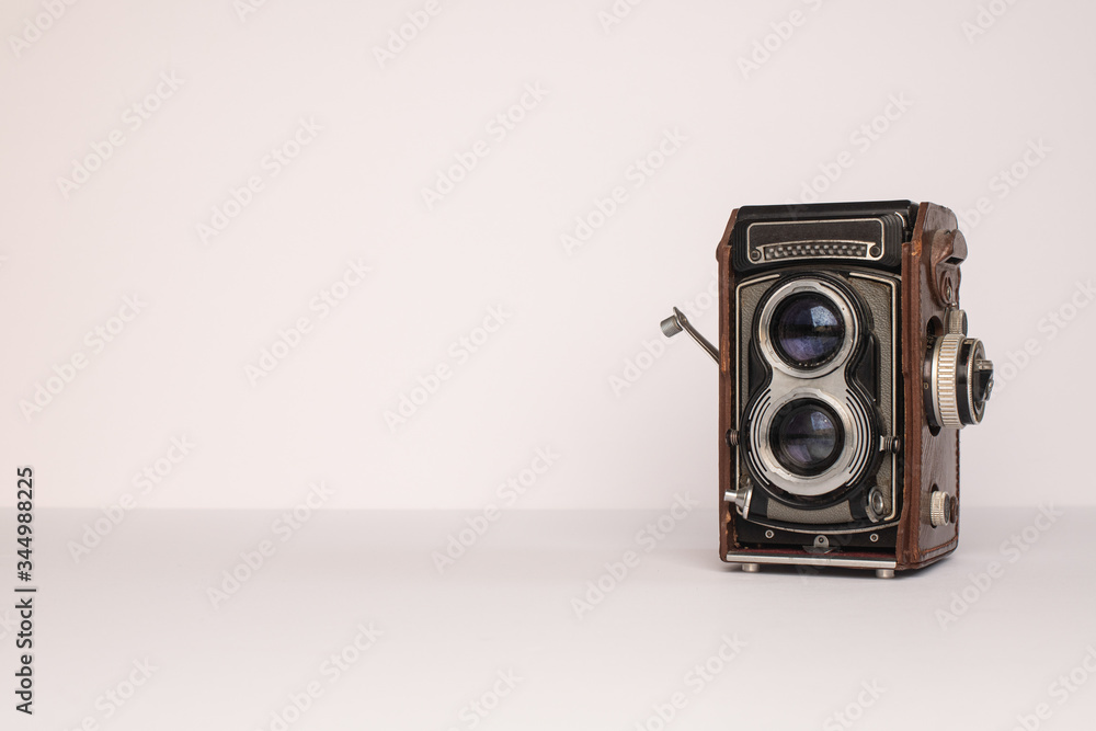 Vintage medium format camera with white space for copy