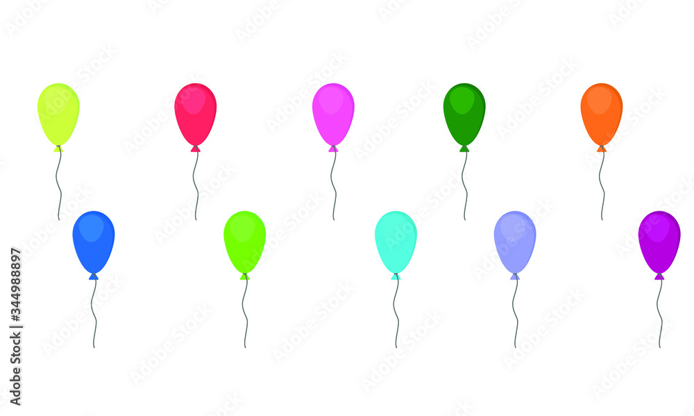 set of bright balloons isolated on white background set of bright balloons isolated on white background