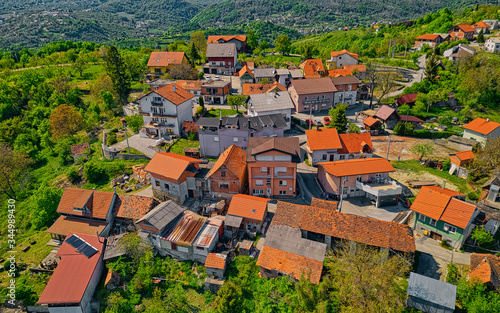 Aerial drone shot of the Outskirts of Zagreb, village Cucerje