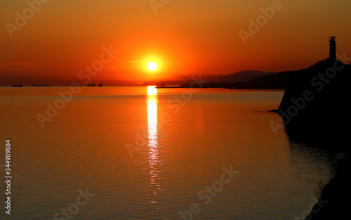 Photo of a beautiful sunset on the sea