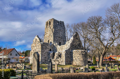 Obraz na płótnie Saint Olof Church ruins in Sigtuna, the first Christian town in Sweden