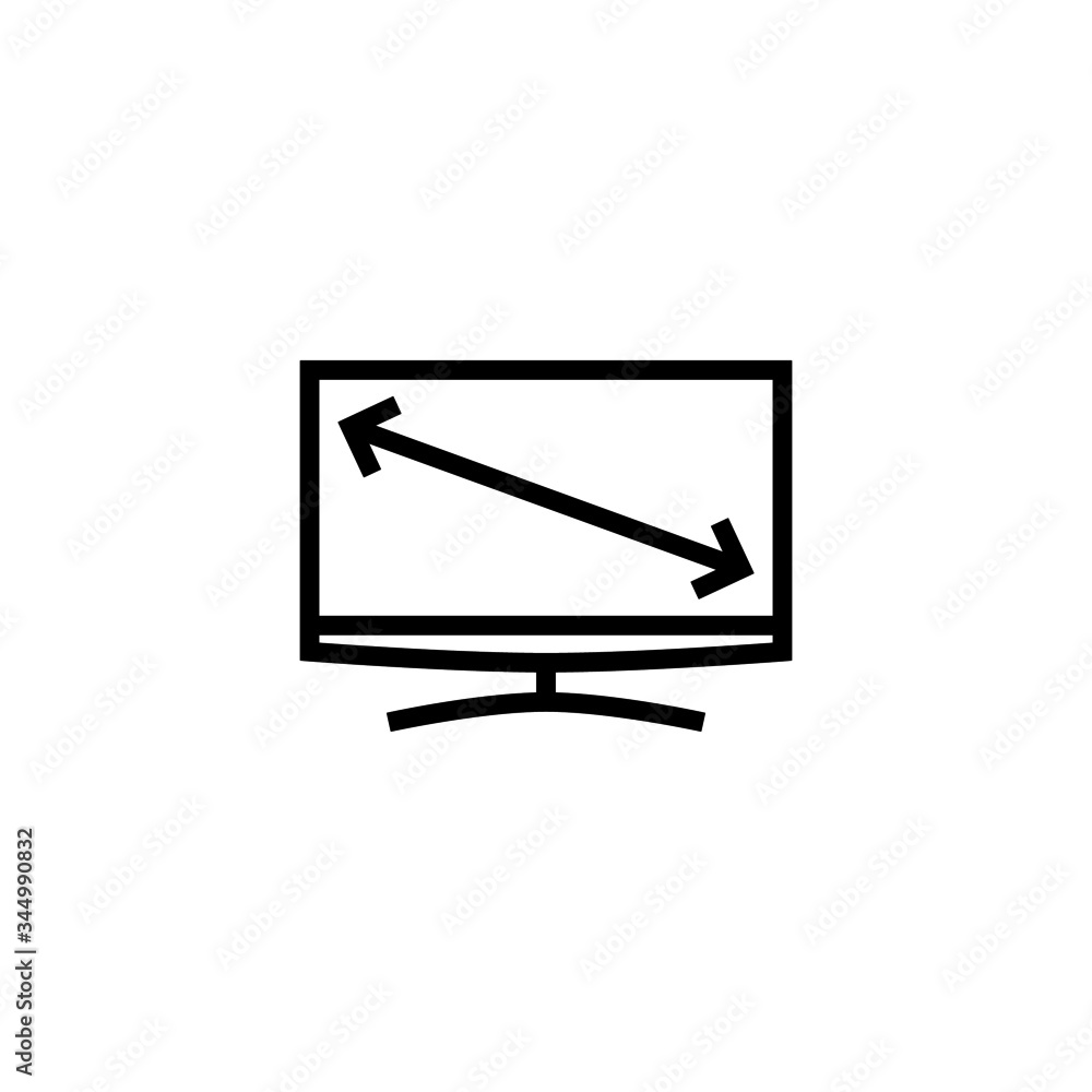 Display size vector icon in linear, outline icon isolated on white background Display size vector icon in linear, outline icon isolated on white background