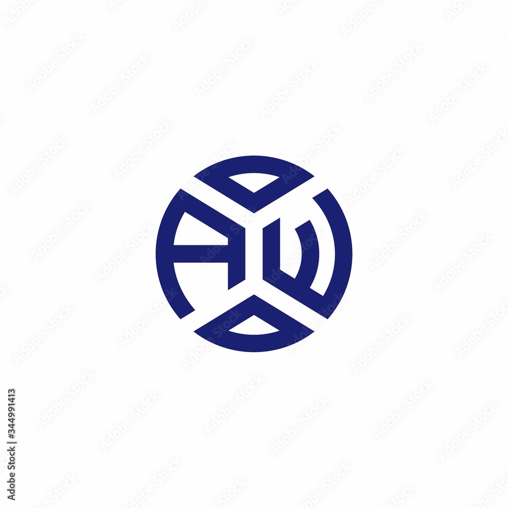 AW monogram logo with abstract shapes in modern style AW monogram logo with abstract shapes in modern style