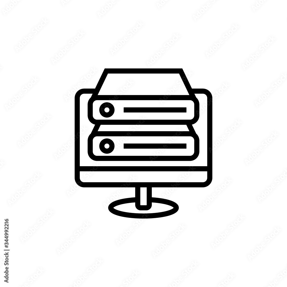 Pc storage vector icon in linear, outline icon isolated on white background Pc storage vector icon in linear, outline icon isolated on white background