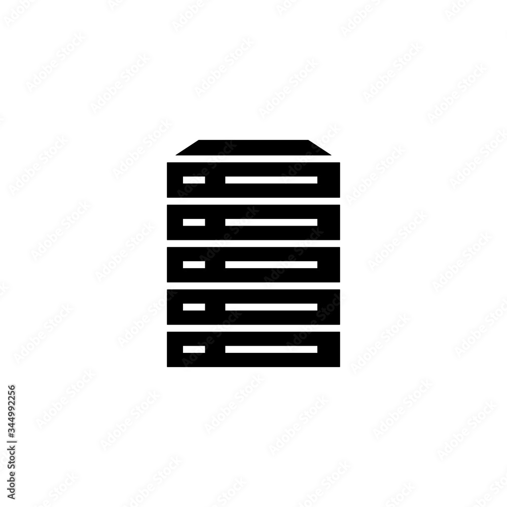 Server vector icon in black solid flat design icon isolated on white background Server vector icon in black solid flat design icon isolated on white background