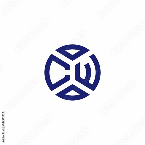 Fototapeta Naklejka Na Ścianę i Meble -  CW monogram logo with abstract shapes in modern style