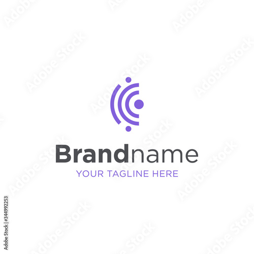 letter C vector logo design element, abstract information and identification fingerprint, thumbprint abstract logo