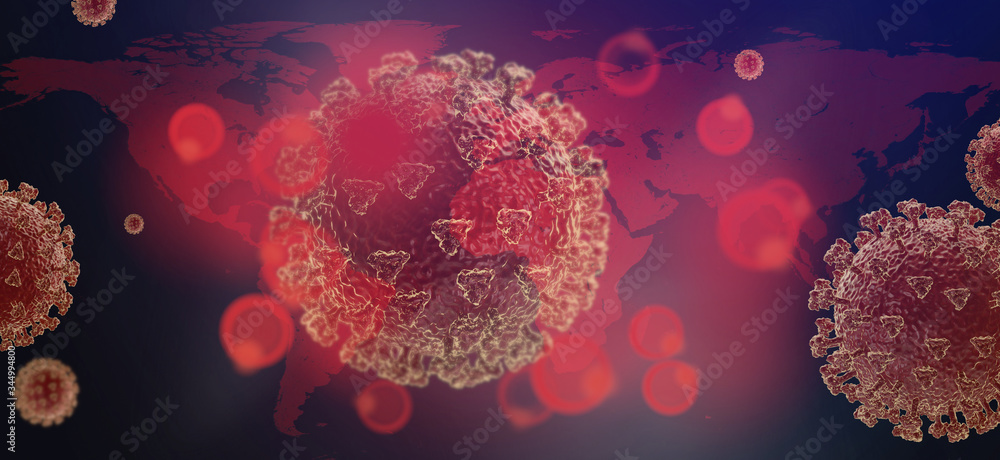 world map with concept of Coronavirus Covid-19 3d-illustration world map with concept of Coronavirus Covid-19 3d-illustration