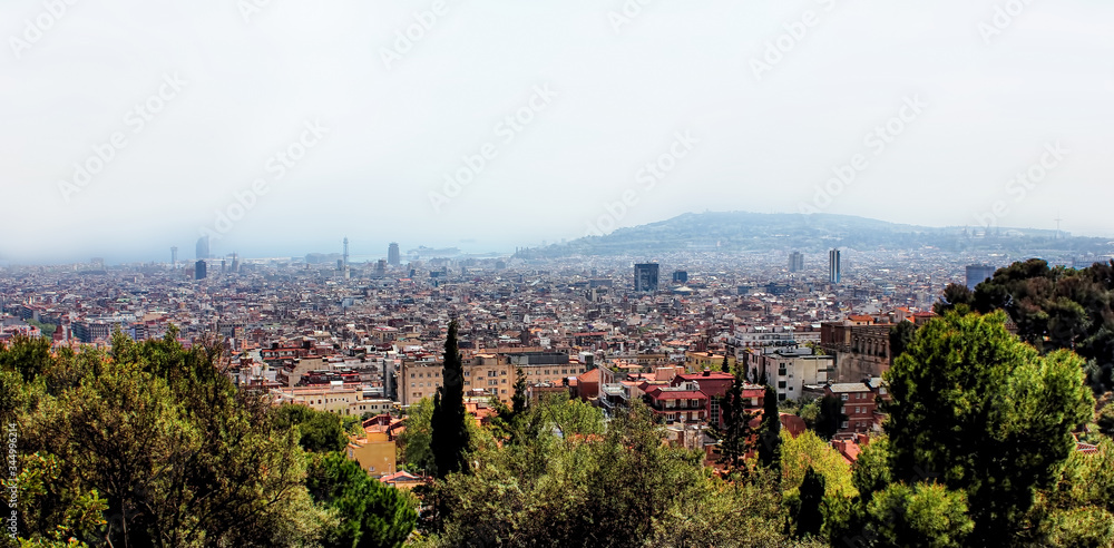 A panoramic view of Barcelona city, Catalonia, Spain.