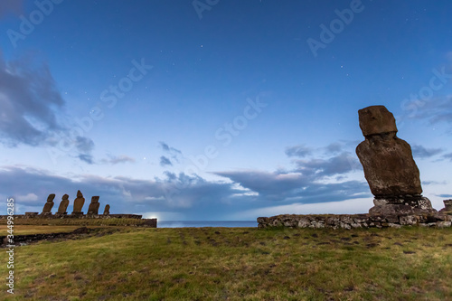 Easter Island, Moais Tahai Archaeological Complex, Rapa Nui National Park, Chile. photo