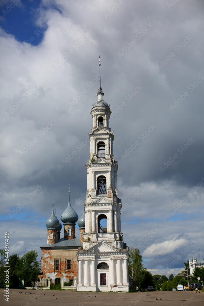 the St. George's bell tower of the Church in the city Yuryevets, Ivanovo region