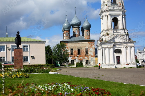 the St. George's bell tower of the Church in the city Yuryevets, Ivanovo region photo