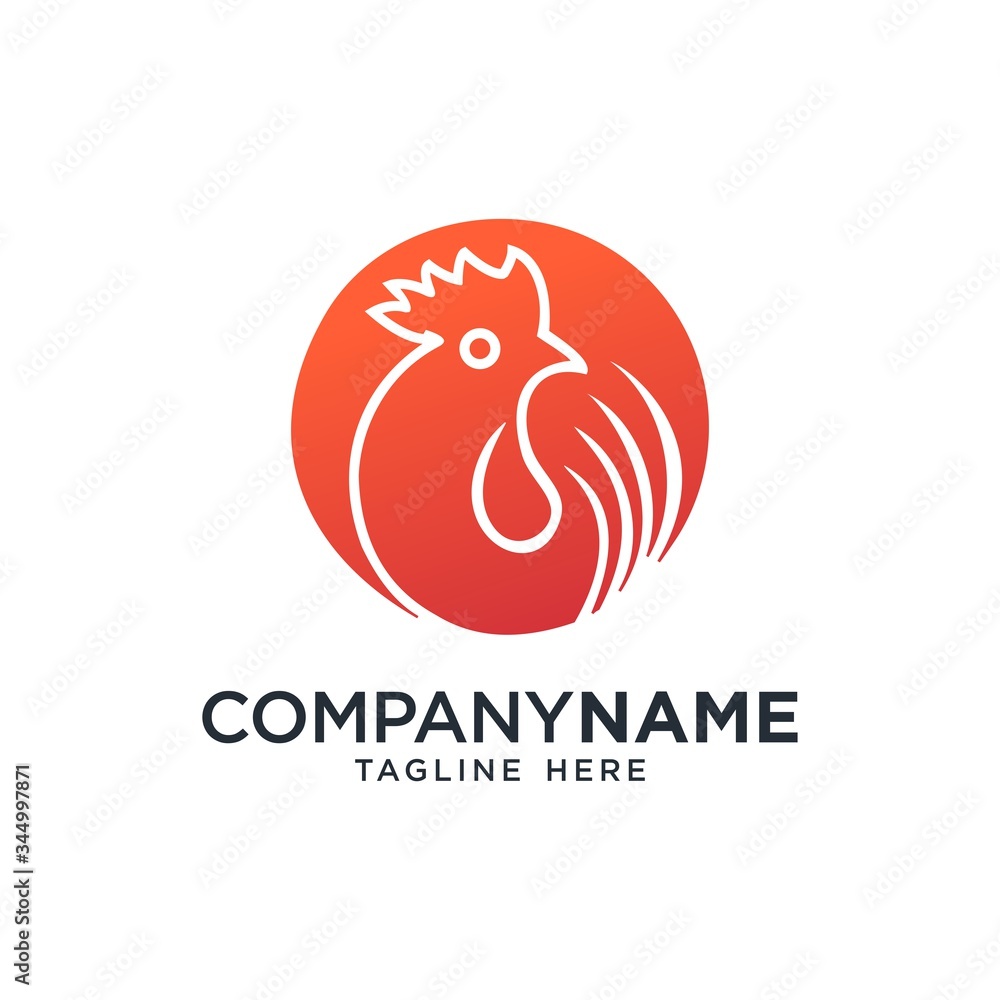 chicken logo in a circle design vector chicken logo in a circle design vector