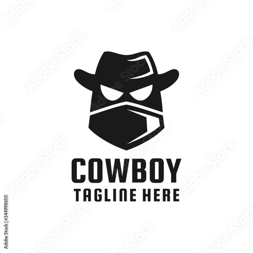 simple cool Cowboy robot logo design