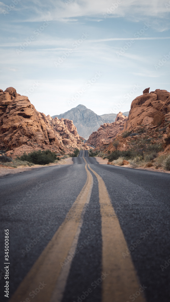 A street in the valley of fire state park, USA A street in the valley of fire state park, USA