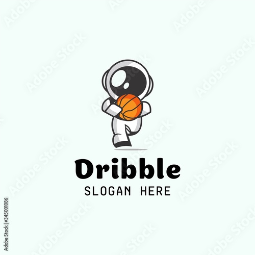 vector illustration of a astronout dribbling