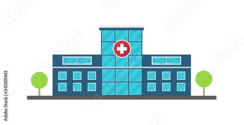 Hospital Building flat Icon vector illustration.
