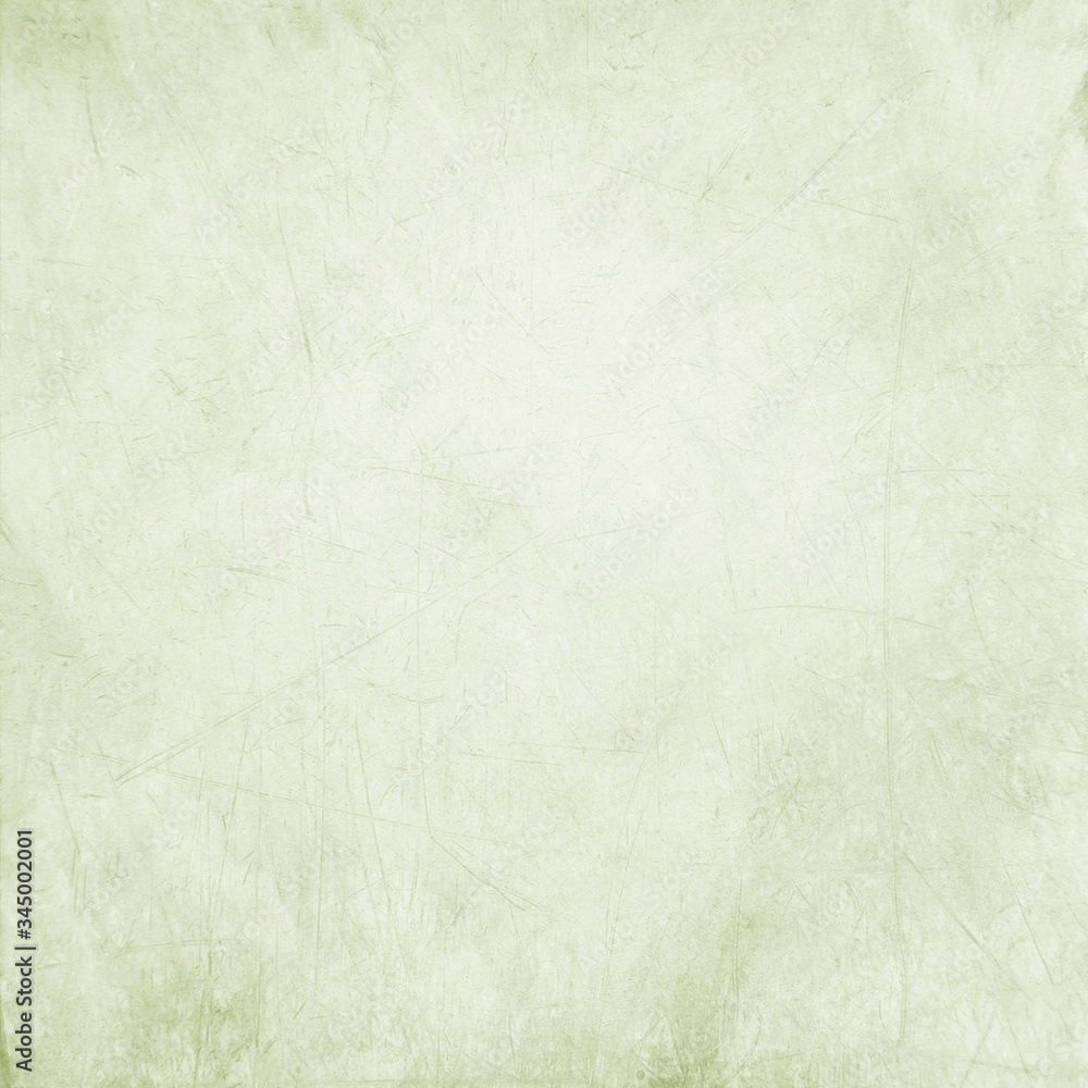 Abstract bright olive green stained paper texture with scratches background or backdrop. Empty old paperboard or grainy cardboard for decorative design element - obrazy, fototapety, plakaty 