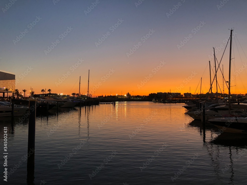 sunset at the marina