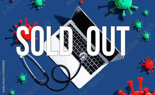 Sold out theme with stethoscope and laptop computer