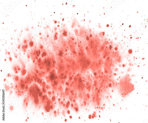 Abstract living coral watercolor hand paint texture, isolated on white background, watercolor textured backdrop, watercolor drop, traced, vector eps 10
