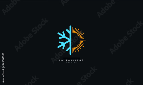 Hot and cold symbol. Sun and snowflake all season concept logo