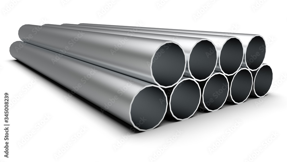 3d rendering, 3d illustration. Construction metal pipes on a white background. 3d rendering, 3d illustration. Construction metal pipes on a white background.
