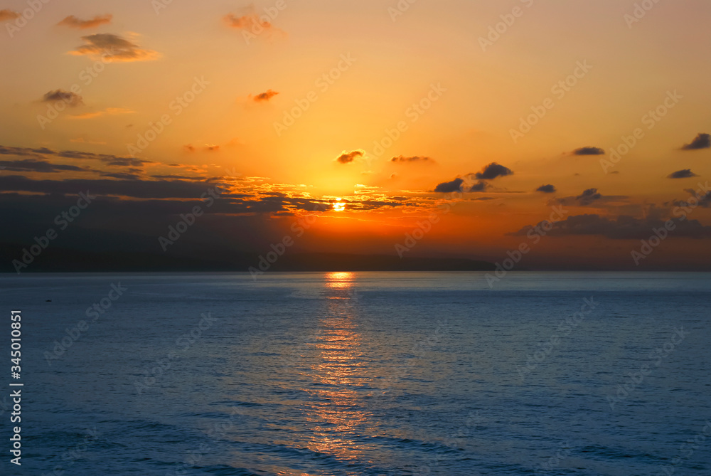TRABZON, TURKEY - SEPTEMBER 24, 2009: Sunset, Skyline in the Black Sea. Of District
