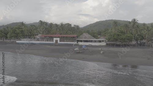 aerial view of a tropical beachside resort