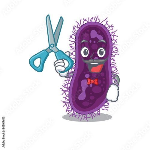 Sporty lactobacillus rhamnosus bacteria cartoon character design with barber