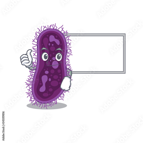 Humorous lactobacillus rhamnosus bacteria cartoon design Thumbs up bring a white board