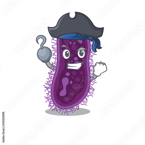 Lactobacillus rhamnosus bacteria cartoon design style as a Pirate with hook hand and a hat