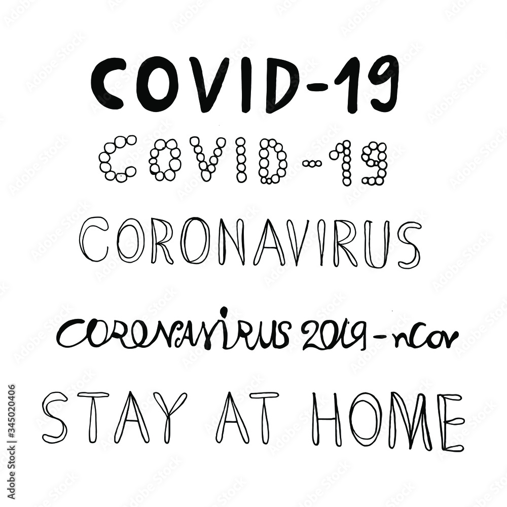 Line drawing Corona-19 coronal virus concept is a font design logo World Health Organization WHO Introduces New Name for Coronavirus Disease, COVID-19 Name, Virus Vector Illustration.