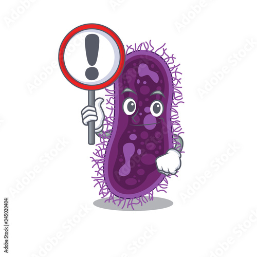 An icon of lactobacillus rhamnosus bacteria cartoon design style with a sign board