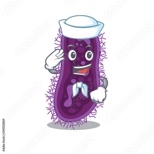 Sailor cartoon character of lactobacillus rhamnosus bacteria with white hat