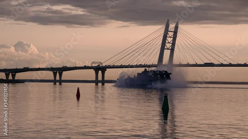 SAINT-PETERSBURG, RUSSIA - JULY 14, 2019: A russian hovercraft