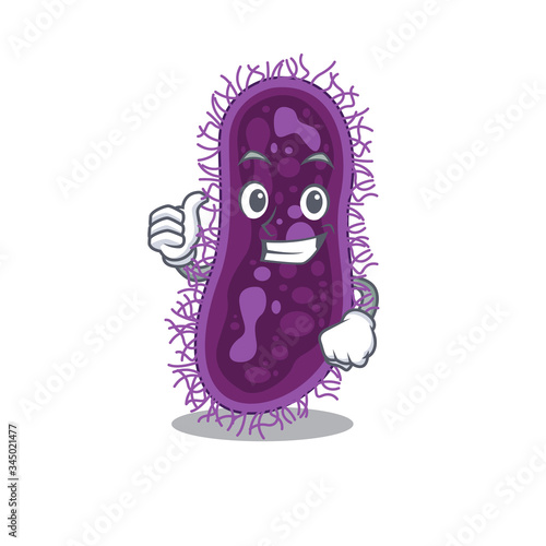 Lactobacillus rhamnosus bacteria cartoon character design making OK gesture