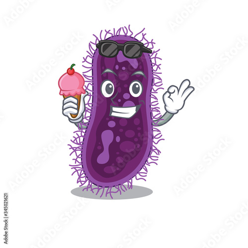 Cartoon design concept of lactobacillus rhamnosus bacteria having an ice cream