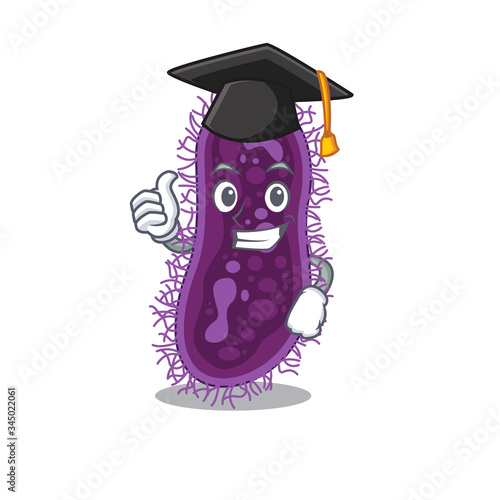 Happy face of lactobacillus rhamnosus bacteria in black graduation hat for the ceremony