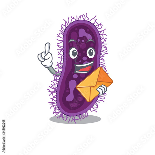Happy lactobacillus rhamnosus bacteria mascot design concept with brown envelope