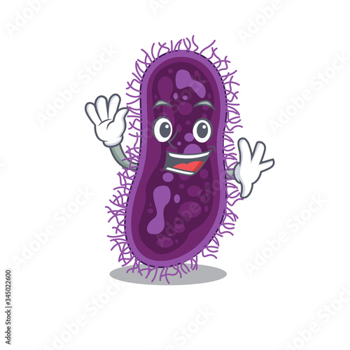 A charismatic lactobacillus rhamnosus bacteria mascot design style smiling and waving hand